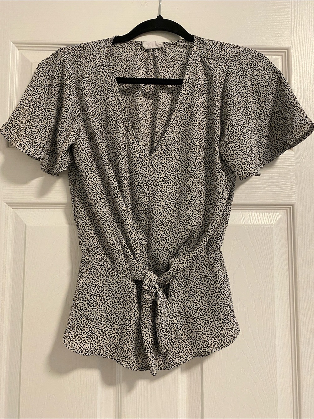 Sienna Sky White and Black Printed Tie-Waist Blouse